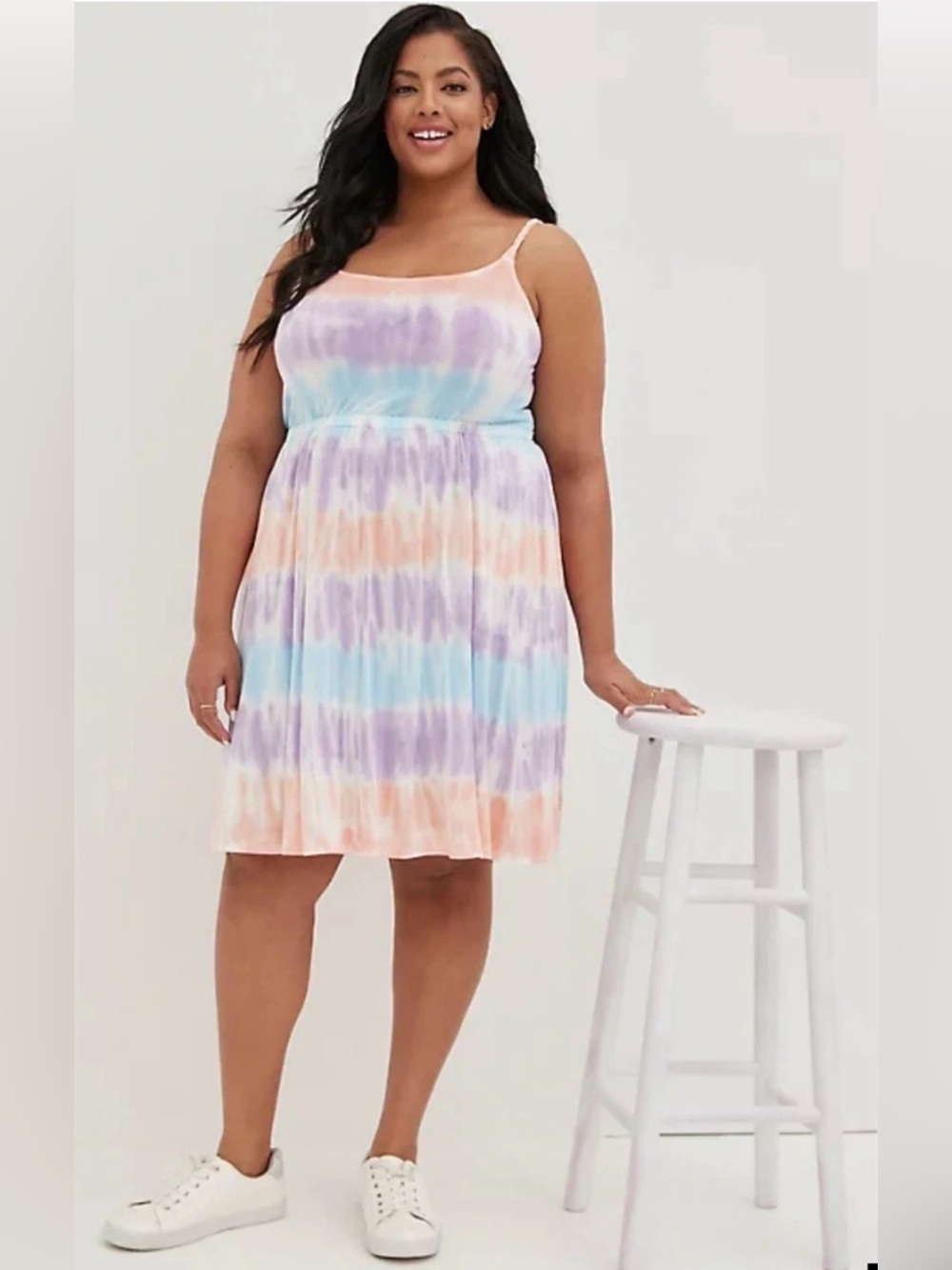 Torrid Plus Size 3 3X BACK TIE SKATER DRESS - SUPER SOFT TIE-DYE MULTI